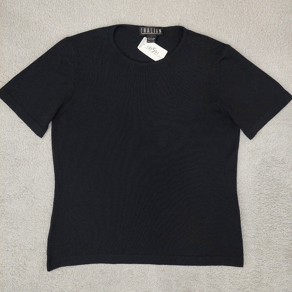 Deadstock Saks Off Fifth Thalian Merino Wool Knit Quiet Luxury Minimalist Basic - Picture 3 of 10